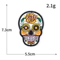 Toppa ricamata a teschio messicano per abiti, dimensioni 7,3 cm x 5,5 cm - Teschio Floreale Bianco (S3087白)