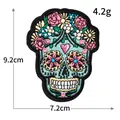 Detailed Day of the Dead sugar skull embroidered patch for vibrant clothing decoration - Teal Rose Skull (S4487)