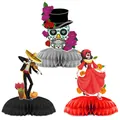 Centrotavola a nido d'ape per il Giorno dei Morti con scheletri messicani decorativi - Ornamento a Nido d'Ape Giorno dei Morti Stile B / Set di 3