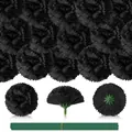 Dettaglio di calendule artificiali nere con steli per ghirlande fai da te di Halloween. - Tagete Artificiale Con Gambo / Nero