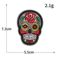 Colorful Day of the Dead Sugar Skull Embroidered Patch for Clothing Decor 7.3x5.5cm - Gray Base Skull (S3087灰)