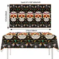 Grande nappe Jour des Morts en plastique avec motif tête de mort colorée, 54x108 pouces - Nappe Type C