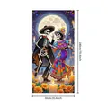 Pancarta mexicana del Día de los Muertos con esqueletos bailando, velas y luna llena - Estilo 3 (BJB) / 90x180cm