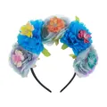 Kleurrijke kunstbloem hoofdband voor Halloween feest en cosplay kostuum decoratie. - Tiffanyblauw + Meerblauw + Gesangbloem