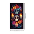Estandarte decorativo colorido del Día de los Muertos mexicano con calaveras y velas 90x180cm - Estilo 1 (BJB) / 90x180cm