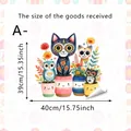 Dimensions détaillées du sticker de fenêtre électrostatique chat hibou 40x39cm - Style Chat Et Hibou En Pot (SCA2329) / 39x40cm Paquet