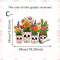 Dimensions détaillées de l'autocollant statique pour fenêtre crâne et fleurs 49x39cm - Style Crane À Fleurs En Pot (SCA2329-3) / 49x39cm Paquet