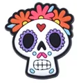 Mexican sugar skull PVC soft glue charm with colorful floral design for DIY projects - Skull With Petal Edge (08)