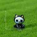 Miniature Day of the Dead cat figurine with skull face design for micro landscapes - Cat Style