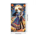 Day of the Dead decorative skeleton banner flag with dancing couple 90x180cm size - Style 12 (BJB) / 90x180cm