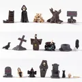 Halloween miniature skull and grim reaper resin ornaments for spooky desktop decor - Mini Figurine Set (19 Pieces)