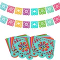 Detailed view of colorful felt Papel Picado banners for festive Mexican party decor. - 2-Piece Set B