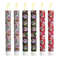 Day of the Dead Mexican sugar skull LED taper candles for Halloween party atmosphere - Warm White Flash (Mixed Pattern 2) / Pack of 2 (20.2cm Height)