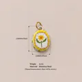 Stainless steel and ceramic flower pendant with 18K gold plating for jewelry making. - Style 10 Oval Chrysanthemum (Pendant Only)