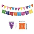 Colorful Mexican party felt banners with size details for Day of the Dead decoration - Set E