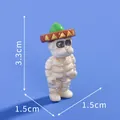 Figurine miniature de momie d'Halloween avec sombrero coloré, décor DIY de 3,3 cm - No.2 Male Skeleton / 3.3x1.5x1.5cm