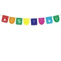 Detailed view of colorful felt Mexican Papel Picado banner for Day of the Dead decor - Rounded Corner Style