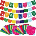 Colorful Mexican Papel Picado felt banner featuring festive skull and floral hollow designs - Set B