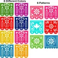 Vibrant Mexican Papel Picado felt banners featuring 8 distinct colors and 6 patterns - Square Hollow D