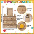 Detaillierte Maße und Schnitzereien dieses DIY-Fotorahmens aus Holz zum Tag der Toten - Stil 1 (Unbemalt) / Naturholzfarbe