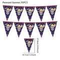 Set of 10 Mexican Day of the Dead sugar skull pennant banners with detailed dimensions - Pennant Banner Style A