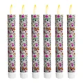 Six Day of the Dead LED candles with colorful sugar skull patterns for parties - Warm White Flash (Pattern 3) / Pack of 2 (20.2cm Height)