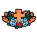 PVC Day of the Dead cross charm with colorful floral design for DIY phone case decor - Orange Cross With Flowers (22)