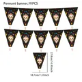 Day of the Dead themed skull triangle pennant banner, 10-piece set for party decoration - Banner Type C