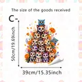 Vibrant Day of the Dead theme cat window sticker measuring 50cm by 39cm for home decoration. - Stacked Pets Memorial Style (SCA2332-3)