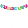 Colorful Mexican Papel Picado felt banner with traditional floral hollow cutouts for party decor - Square Hollow C