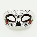 Masque traditionnel du Jour des Morts avec rose et toile d'araignée pour cosplay d'Halloween - Style Rose Rouge et Toile d'Araignée (Style 2)