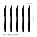 Black plastic knives for Day of the Dead party 10pcs set with dimensions 16cm - Black Knives