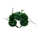 Detalle de diadema de flores verde oscuro con plumas y cuentas para Halloween - 2# / Verde oscuro