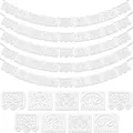 Intricate floral and tree patterns on white Mexican plastic party banners for Day of the Dead - Pinata White Style (LQ-2025032506) / 1 String 9 Flags