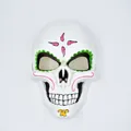 Day of the Dead Sugar Skull Mask with Colorful Floral Accents for Halloween Party - Cross Pattern