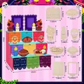 Comprehensive product size dimensions for Halloween DIY wooden 3D assembly display stand kit - Style 10 (Painted) / Colorful