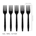 Disposable black plastic forks with diamond pattern for Day of the Dead party decoration - Black Forks