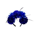 Detalle de la diadema de flores azul real con plumas negras para celebraciones de Halloween - 4# / Azul Zafiro
