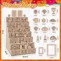 Comprehensive dimensions for the 5-tier wooden Day of the Dead DIY display stand - Style 5 (Unpainted) / Natural Wood Color