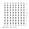 Black and white striped disposable paper straws for Day of the Dead party 10pcs 20cm - Black Straw