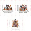 Day of the Dead cute cat and owl window stickers dimensions guide - SCA2332 Three-Piece Assorted