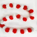 Red and white plastic marigold garland detail for festive home decoration - No.9 Red and White