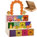 Supporto decorativo in legno DIY Día de los Muertos con arco di fiori e motivi colorati - Versione A Colori (con Scatola Inclusa)