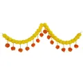 Vibrant yellow and orange marigold garland for Day of the Dead festival decoration - No. 50 Short Bead Curtain / Orange And Yellow