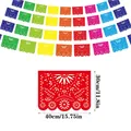 Πολύχρωμα μεξικάνικα πλαστικά πανό papel picado με διαστάσεις για διακόσμηση πάρτι - Πολύχρωμο Πέντε Κύκλοι (9 Πάνελ)