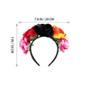 Floral Halloween headband with colorful roses, dimensions 7.8 x 7 inches - Black Red Orange And Rose Red With Curled Edges