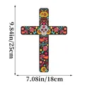 Croix décorative tête de mort fleurie pour décoration murale du Jour des Morts mexicain - Style B Croix Jour Des Morts / Avec 6 Points Adhésifs