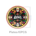 Detailed view of Day of the Dead paper plate with skull design and 18cm diameter - 7 Inch Plates