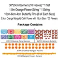 Set de décoration mexicain Jour des Morts avec guirlande de souci et papillons - Ensemble Bannière Marigold Papillon / 10 Pièces de Bannière/Pack