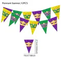 Bannière de fanions décorative Mardi Gras avec masques, ensemble de 12 pièces de fête - Carnaval
